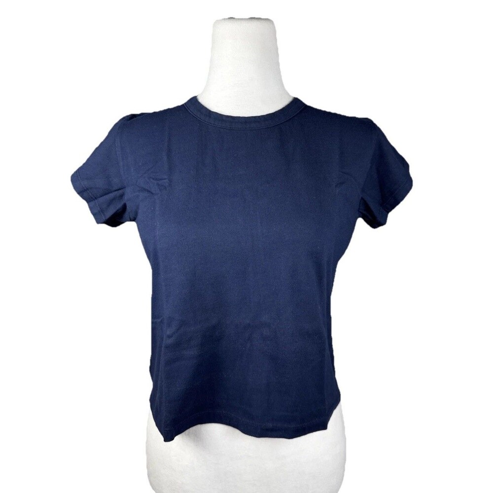 NWOT Liana Navy Blue Baby Tee Top, Cropped Short Sleeve, Stretchy, Size XS